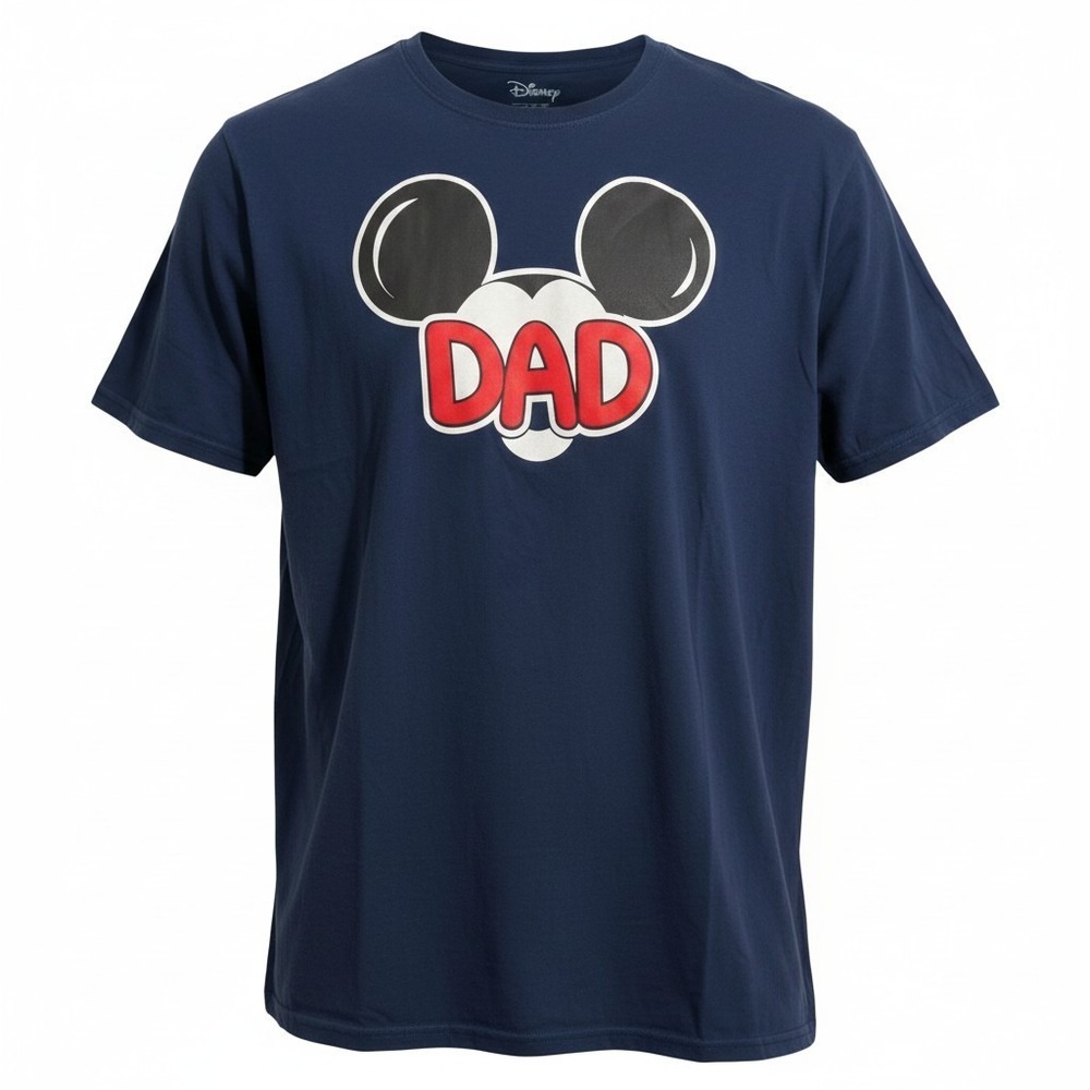 Disney Mickey Mouse Dad T-Shirt Mens 2XL Blue Graphic Tee 100% Cotton Parks